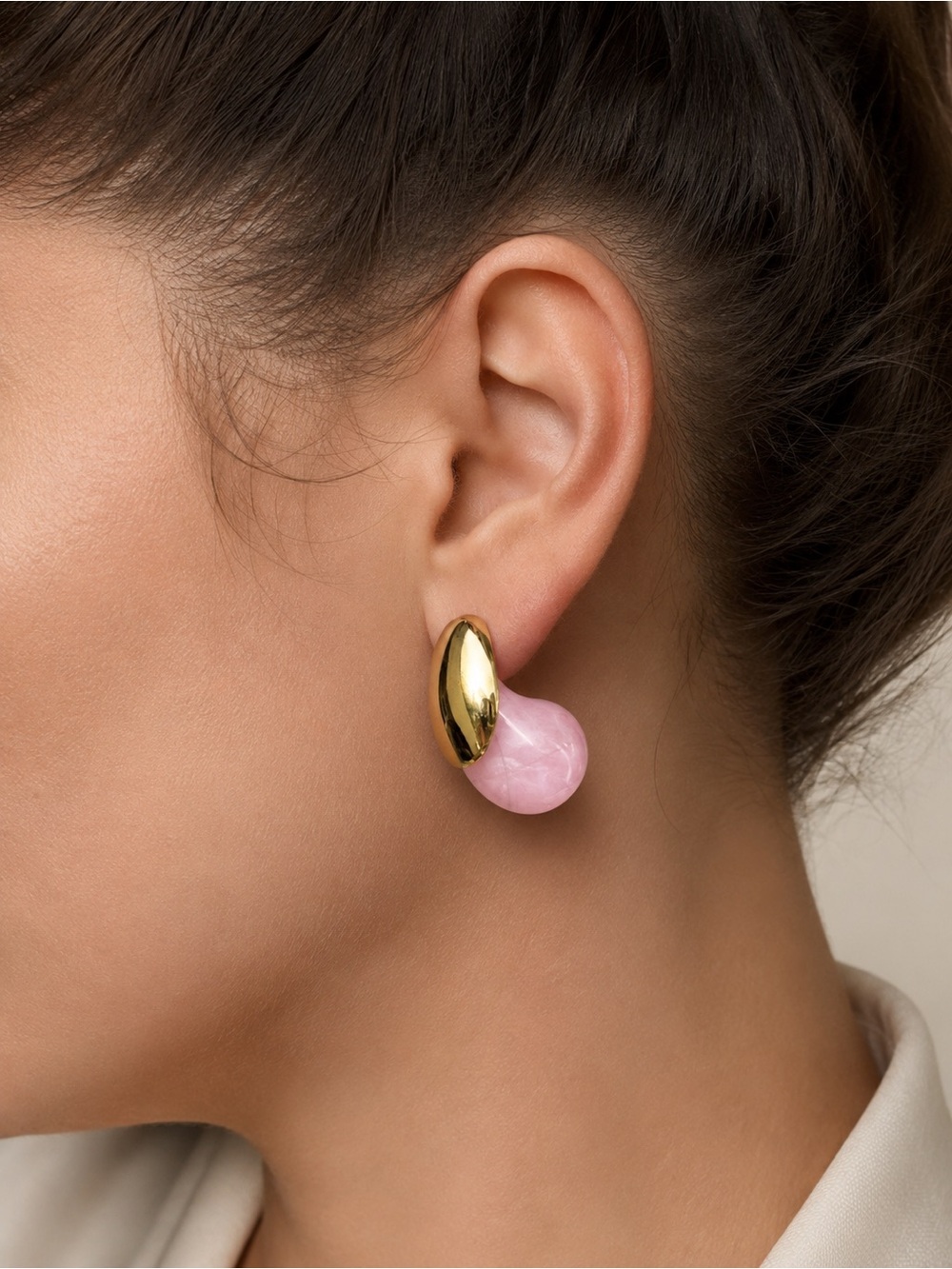 Pink Teardrop Resin Earrings - Picture 2 of 2